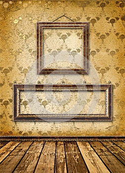Old gold frames Victorian style on the wall