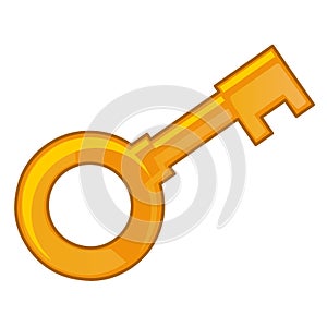 Old gold key isolated illustration