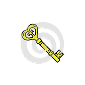 Old gold key line icon