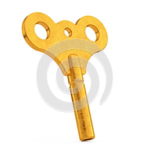 Old Gold Metal Windup Key for Clock and Toys. 3d Rendering