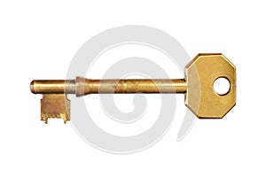 Old gold mortice lock key