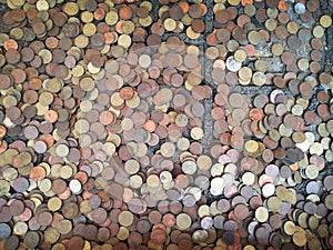 Old gold silver copper coin treasure background