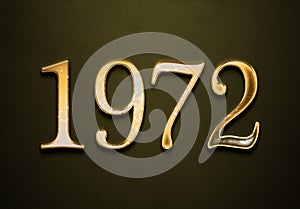 Old gold effect of 1972 number with 3D glossy style Mockup.