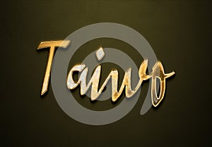 Old gold text effect of name Taiwo with 3D glossy style Mockup.
