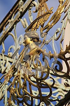 Old golden Balcony railing