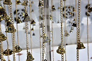 Old golden buddhist temple in Bangkok, Thailand.shrine inside of a buddhist temple.