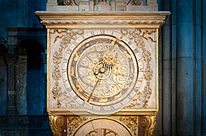 Old golden clock in Lyon, France.