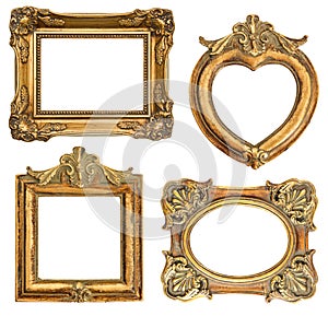 Old golden frame. antique object