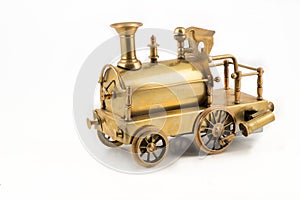 Old golden steam locomotive toy