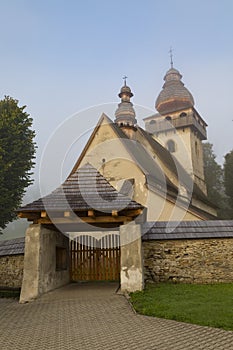 Old Gothic Catholic church outdoors,  village Smrecany, Liptov region, Slovakia