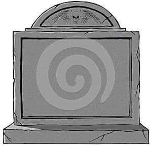 Old gothic grave blank stone tombstone illustration white background