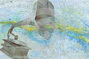 Old gramophone with abstract background