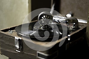 Old gramophone in brown shades