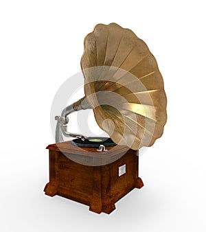 Old Gramophone with Horn Speaker