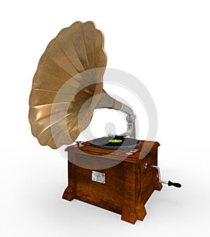 Old Gramophone with Horn Speaker