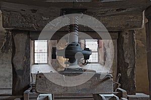 Old grape press in the eberbach monastery near eltville germany