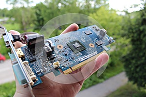 Old graphics card for a computer.