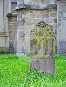 An old grave stone in the graveyard of church
