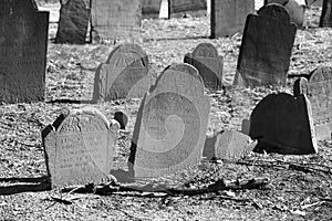 Old graves in bright sunlight