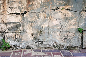 Old gray cement wall surface with cracks. dirty cement walls with rough surface. Texture of old gray concrete wall