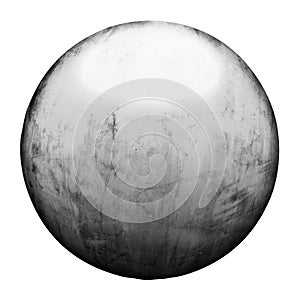 Old gray and rust metallic ball. isolated with clipping path. 3d illustration