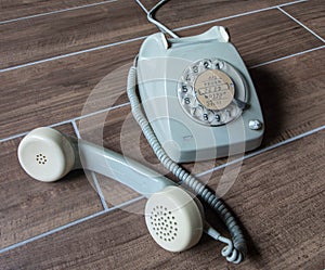 Old gray vintage dial telephone