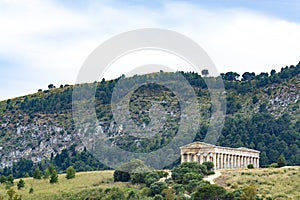 Old Greek Doric temple of Segesta, Sicily, Italy