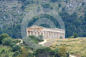 Old Greek Doric temple of Segesta, Sicily, Italy