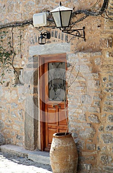 Old Greek Stone House at Historic Mesta Village in Chios, Greece