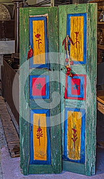 Old Greek wooden door, Rhodes island, Greece