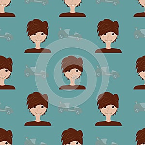 Old green boys repeat pattern print background design photo