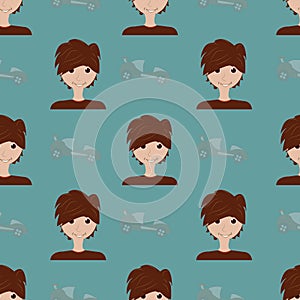 Old green boys repeat pattern print background design