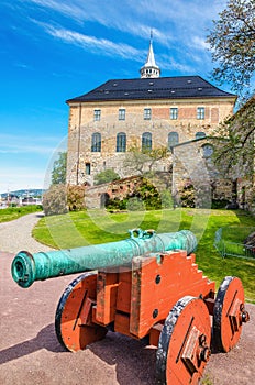 Old green bronze cannon, Akershus Castle, Oslo