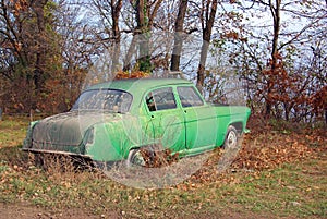 Old green car