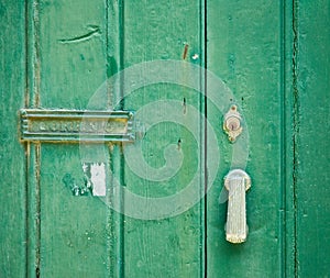 Old green door