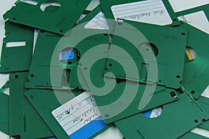 Old green floppy disks destroyed for recycling and security