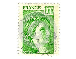 Old green french stamp