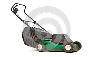 Old green lawn mower