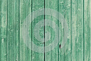 Old green painted weathered wooden planks