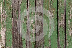 Old green painted wood wall - texture or background.