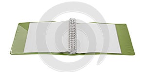 Old green ring binder isolated