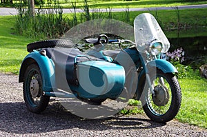 Old green soviet motorcycle