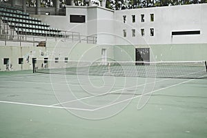 Old green tennis court,vintage style