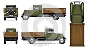 Old green truck vector mockup