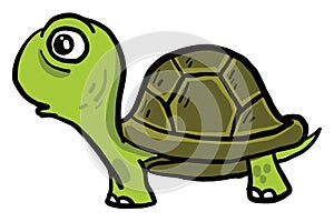 Old green turtle, illustration, vector