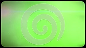 Old green TV screen. Effect of an old TV with a kinescope on green screen. Interference and flickering retro TV. Rounded