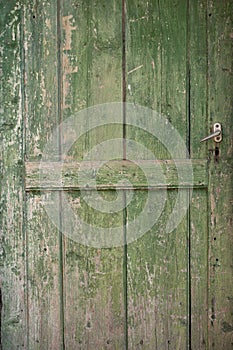 Old green wooden door