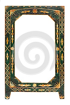 Old green wooden frame