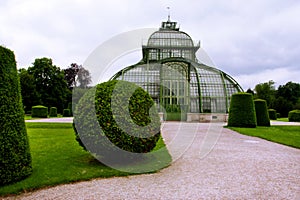 Old greenhouse of glass and metal