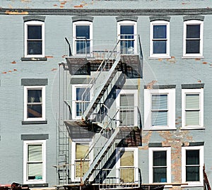 Old Grey Building with Outside Stairs